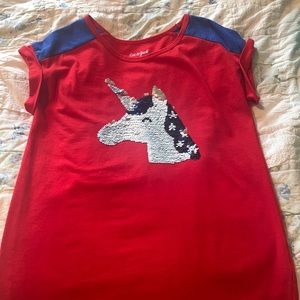 Cat and jack 10/12 unicorn flip sequin tee